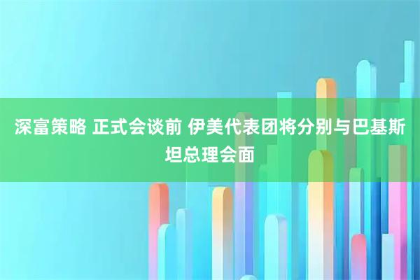深富策略 正式会谈前 伊美代表团将分别与巴基斯坦总理会面